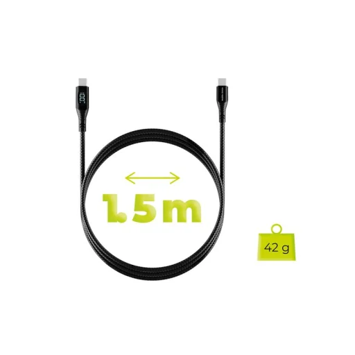 Mobile Origin CB2 USB-C – USB-C kábel s displejom 100 W 1,5 m čierny - 7
