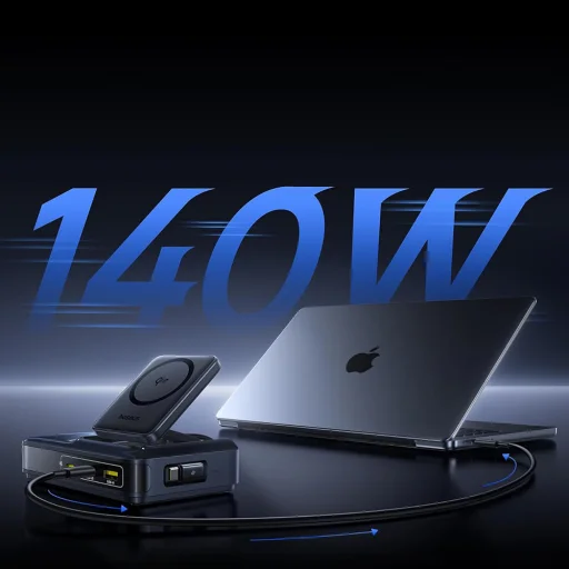 Baseus Nomos NH21 nabíjacia stanica 5 v 1 so zaťahovacím USB-C káblom, 160W, kozmická čierna - 3
