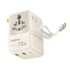 Baseus Travel Adapter EnerCore CG11 E0307E01 univerzálny GaN cestovný adaptér s vysúvacím USB-C káblom, 70 W, biely thumbnail