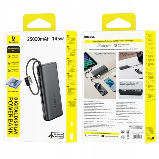 Baseus EnerFill FC41 E0028H03 külső akkumulátor 25000 mAh 145 W, kozmikus fekete - 7