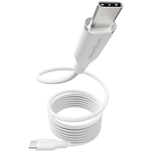 Empower by PanzerGlass Magnetic 240 W USB-C – USB-C kábel, 1,5 m, strieborno-biely - 2