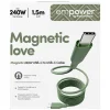 PanzerGlass Empower Racing mágneses USB-C–USB-C kábel, 240 W, 1,5 m, zöld thumbnail
