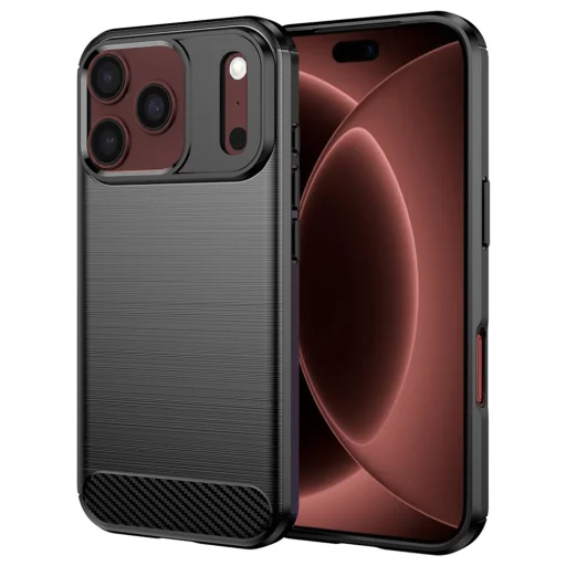iPhone 18 Pro Max / iPhone 17 Pro Max fekete Techsuit Carbon Silicone tok - 1