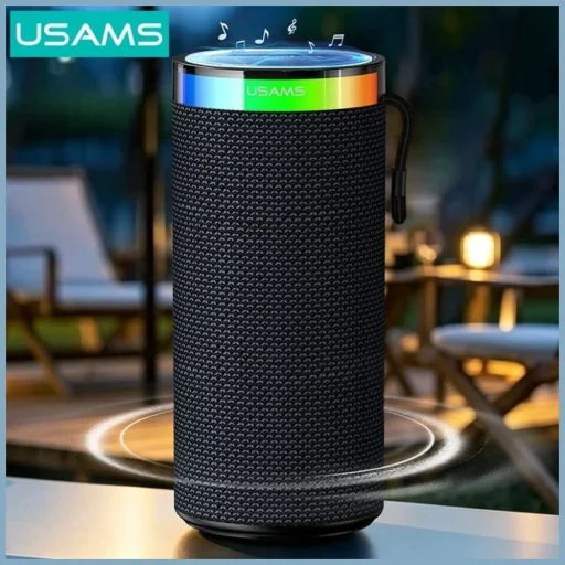 USAMS YX018 prenosný bezdrôtový Bluetooth 5.4 reproduktor, čierny - 2