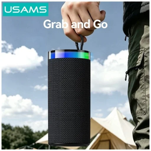USAMS YX018 prenosný bezdrôtový Bluetooth 5.4 reproduktor, čierny - 5