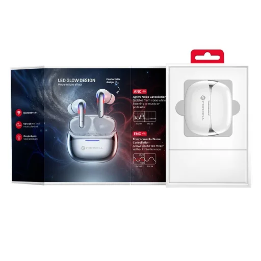 Bezdrôtové TWS slúchadlá Forcell F-Audio Pulse Pro ANC + ENC, strieborné - 4