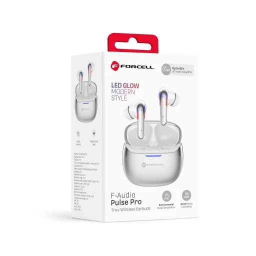 Bezdrôtové TWS slúchadlá Forcell F-Audio Pulse Pro ANC + ENC, strieborné - 5