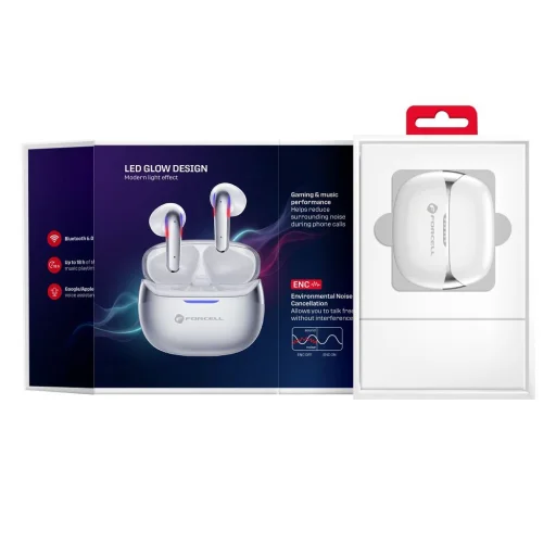 Bezdrôtové TWS slúchadlá Forcell F-Audio Pulse Air ENC, strieborné - 4
