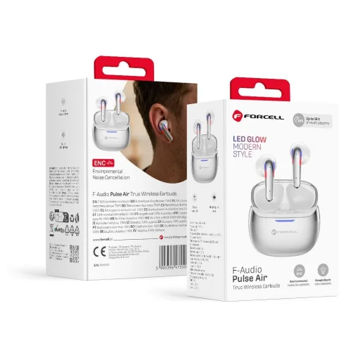 Bezdrôtové TWS slúchadlá Forcell F-Audio Pulse Air ENC, strieborné - 1
