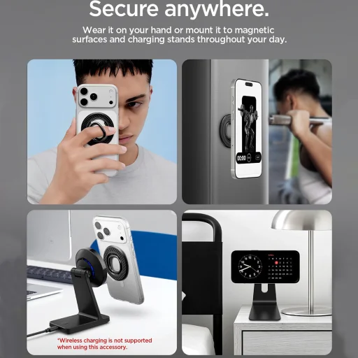 Spigen O-Mag OM106 mágneses telefontartó állvány fekete - 8
