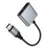 Hoco UPA34A USB-C–USB-C / USB-C audio adaptér, sivý thumbnail
