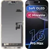 LCD Display Module MP for Apple iPhone 16 Pro Max, Soft OLED FHD IC Movable Version, Aftermarket, Black  thumbnail