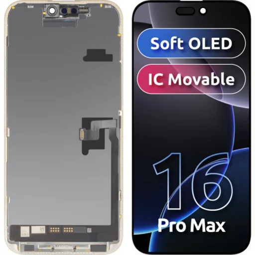 LCD displej modul MP pre Apple iPhone 16 Pro Max, Soft OLED FHD IC Movable Version, Aftermarket, čierny - 1