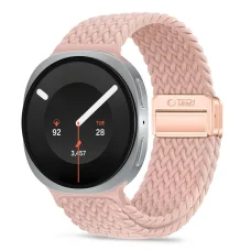 Tech-Protect NylonMag fonott nejlon óraszíj Samsung Galaxy Watch 8 / 9 / Classic (40 / 44 / 46 mm) poros rózsaszín