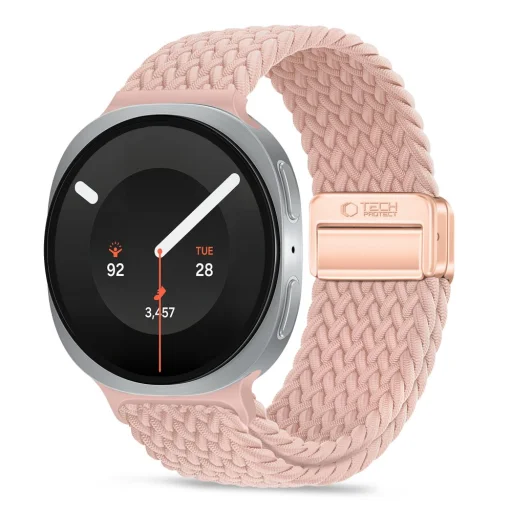 Tech-Protect NylonMag fonott nejlon óraszíj Samsung Galaxy Watch 8 / 9 / Classic (40 / 44 / 46 mm) poros rózsaszín - 1