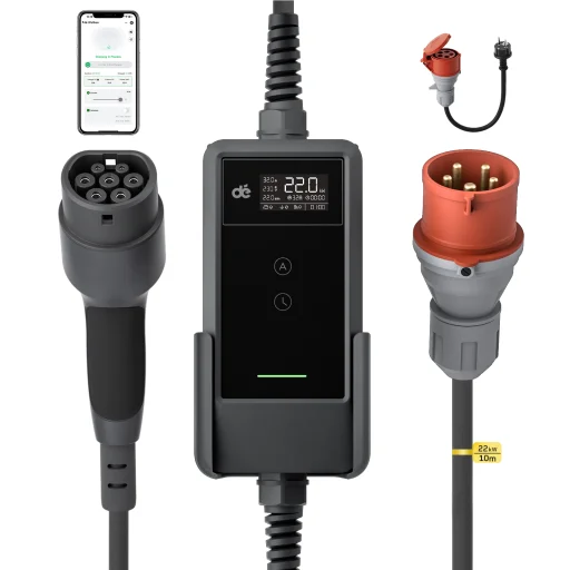 dé 22 kW prenosná nabíjačka s 10 m káblom, TUYA APP Type-2 - 1