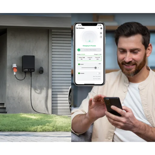dé 22 kW nástenná nabíjačka s 10 m káblom, APP TUYA Type-2 - 5