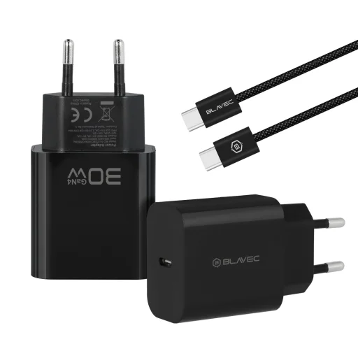 Blavec sieťová nabíjačka BC-14 GaN4 - Type C - PD QC 30W 3A s káblom Type C na Type C (TCBC14G4-CB303A+CC) čierna - 2