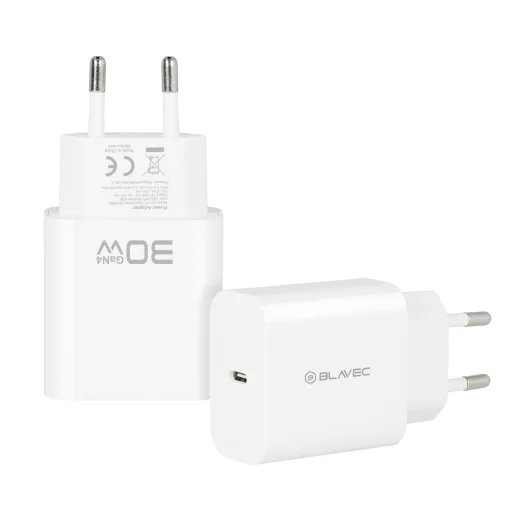 Blavec BC-14 GaN4 USB-C PD QC sieťová nabíjačka 30 W 3 A biela - 2