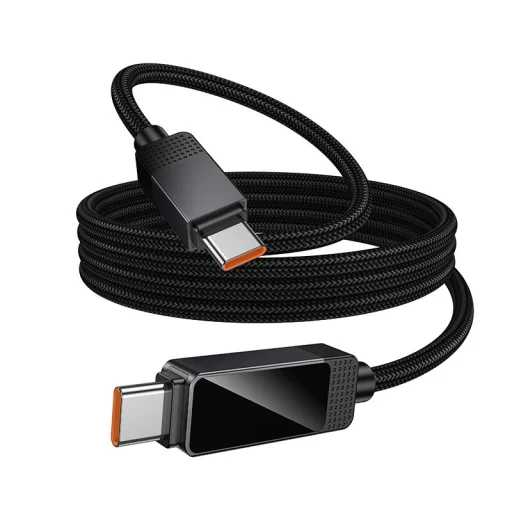 Hoco U154 USB-C – USB-C kábel s LCD displejom, 1 m, čierny - 5