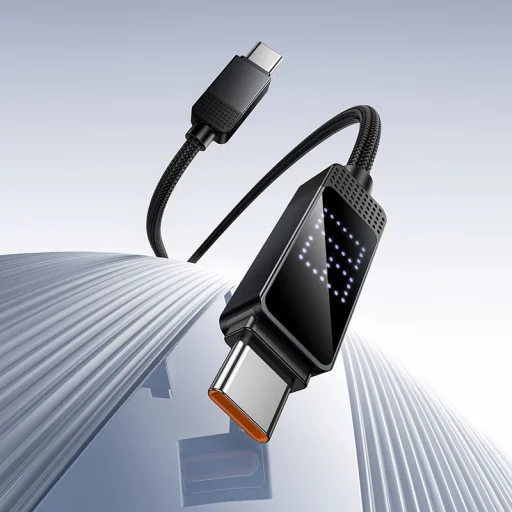 Hoco U154 USB-C – USB-C kábel s LCD displejom, 1 m, čierny - 6