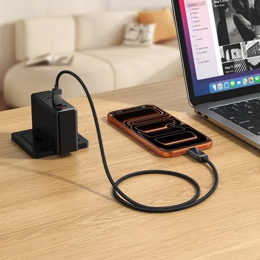 Hoco U154 USB-C – USB-C kábel s LCD displejom, 1 m, čierny - 7