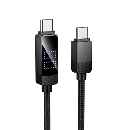 Hoco U154 USB-C – USB-C kábel s LCD displejom, 1 m, čierny - 1
