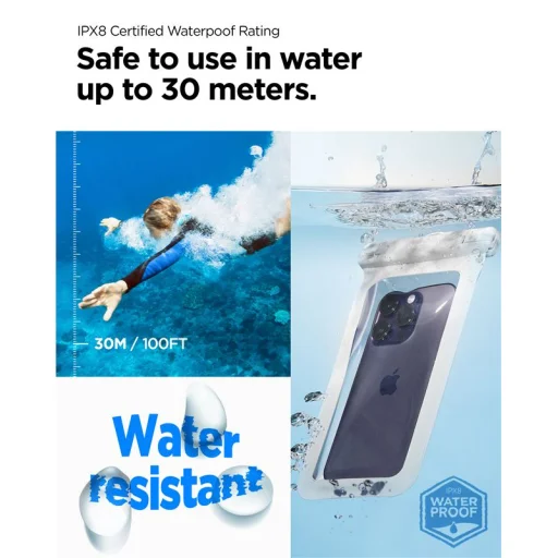 Spigen Aqua Shield A601 vodotesné puzdro na telefón, biele, 2 ks - 5