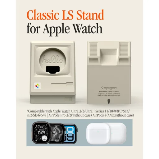 Nabíjací stojan Spigen Classic LS pre Apple Watch a AirPods v kamennej farbe - 2