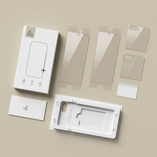 Samsung Galaxy Z Flip 7 / 8 priehľadná sada na ochranu displeja 4 v 1 Tech-Protect Easy Set Foil & Glass Fit+ - 8