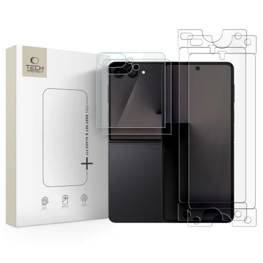 Samsung Galaxy Z Flip 7 / 8 priehľadná sada na ochranu displeja 4 v 1 Tech-Protect Easy Set Foil & Glass Fit+ - 1