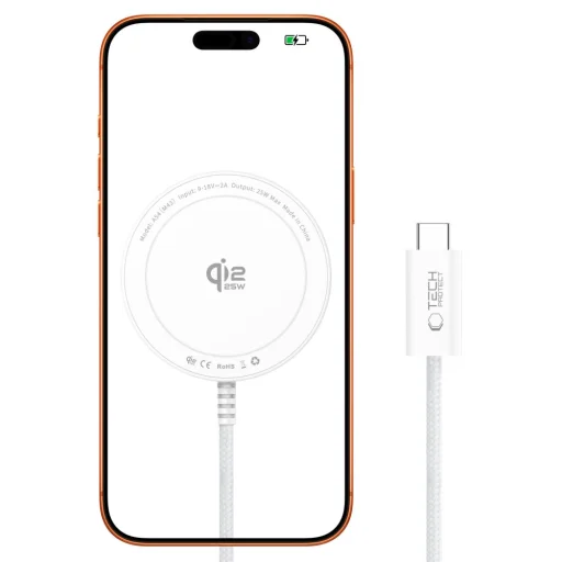 A54 25W Qi2.2 magnetická bezdrôtová nabíjačka MagSafe, biela – Tech-Protect - 2