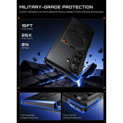 Samsung Galaxy Z Fold 8 Ultra čierne aramidové puzdro Supcase UB Aero MagSafe, dvojdielne - 5
