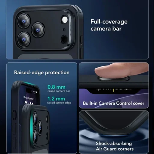 iPhone 17 Pro / iPhone 18 Pro matné čierne puzdro ESR Classic Hybrid HaloLock - 4