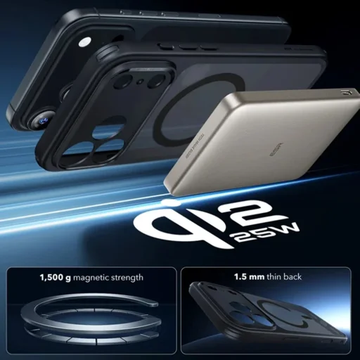 iPhone 17 Pro / iPhone 18 Pro matné čierne puzdro ESR Classic Hybrid HaloLock - 5