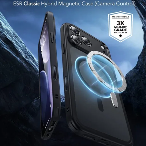 iPhone 17 Pro / iPhone 18 Pro matné čierne puzdro ESR Classic Hybrid HaloLock - 7