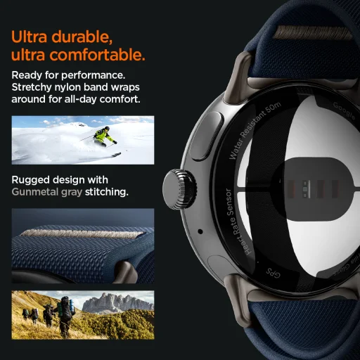Google Pixel Watch 2026/4/3 41 mm/2/1 Spigen Lite Fit nylonový remienok, tmavomodrý - 9