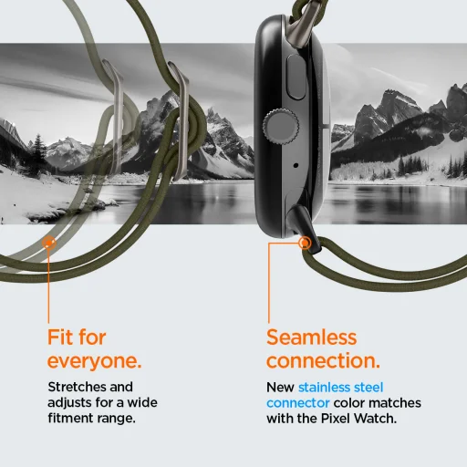 Google Pixel Watch 2026/4/3/2/1 41 mm Spigen Lite Fit nylonový remienok, khaki - 12