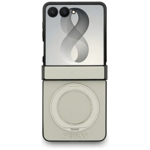 Samsung Galaxy Z Flip8 béžové puzdro Guess Magnetic Ring Stand Grained Classic Logo MagSafe - 2