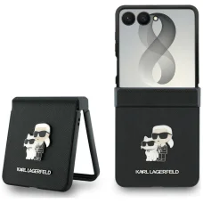 Samsung Galaxy Z Flip8 čierne puzdro Karl Lagerfeld Karl & Choupette Head Saffiano Pins