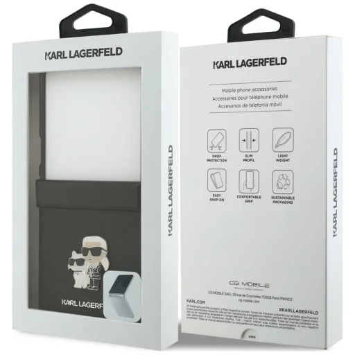 Samsung Galaxy Z Flip8 čierne puzdro Karl Lagerfeld Karl & Choupette Head Saffiano Pins - 8