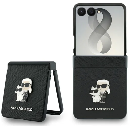Samsung Galaxy Z Flip8 čierne puzdro Karl Lagerfeld Karl & Choupette Head Saffiano Pins - 1