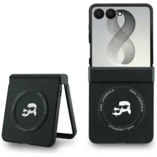 Samsung Galaxy Z Flip8 čierny Karl Lagerfeld Karl & Choupette Pins MagSafe pevný kryt