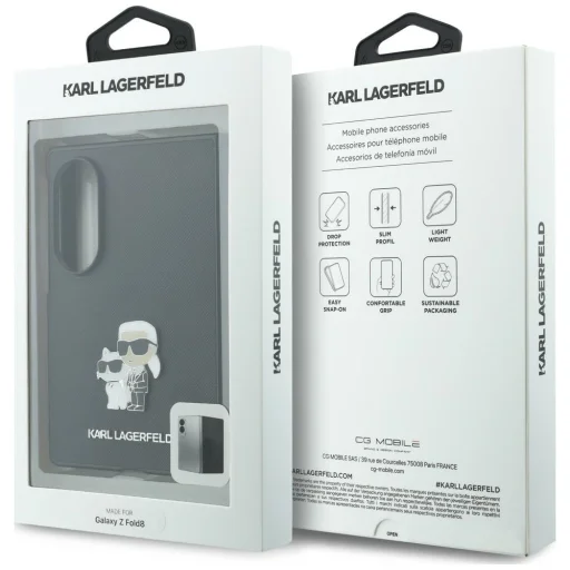  Samsung Galaxy Z Fold8 fekete Karl Lagerfeld Saffiano Karl&Choupette Pin keménytok - 7