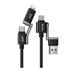 Hoco U155 4 v 1 USB-A/USB-C – USB-C/Lightning kábel 3 A 60 W 1,2 m čierny