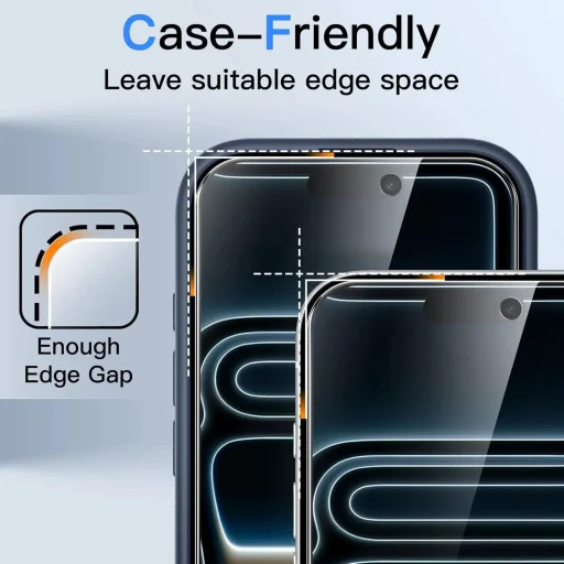 iPhone 17 Pro HD ochranné tvrdené sklo s tvrdosťou 9H, s inštalačným rámikom – 2 ks OG PURPLE - 4