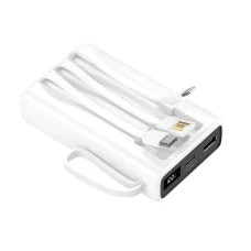 Setty SPB-LC-220 20000 mAh powerbanka so zabudovanými káblami, biela