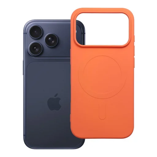 Silicone Mag Cover puzdro pre iPhone 17 Pro / 18 Pro, kompatibilné s MagSafe (veľký otvor), oranžové - 1