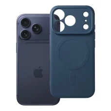 Szilikon Mag Cover tok iPhone 17 Pro / 18 Pro készülékhez, MagSafe-kompatibilis, kameravédelemmel, sötétkék