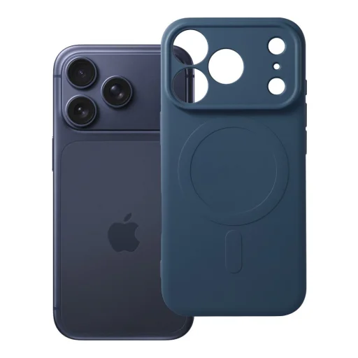 Silikónový kryt Mag Cover pre iPhone 17 Pro / 18 Pro, kompatibilný s MagSafe, s ochranou fotoaparátu, tmavomodrý - 1